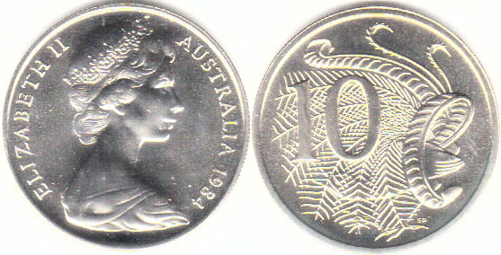 1984 Australia 10 Cents (chUnc) A002235